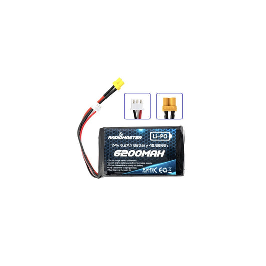 2S 7.4V 6200mAh LiPo Battery for RadioMaster BOXER and TX16S series radios, high-capacity, long-lasting power solution for FPV and RC transmitters.