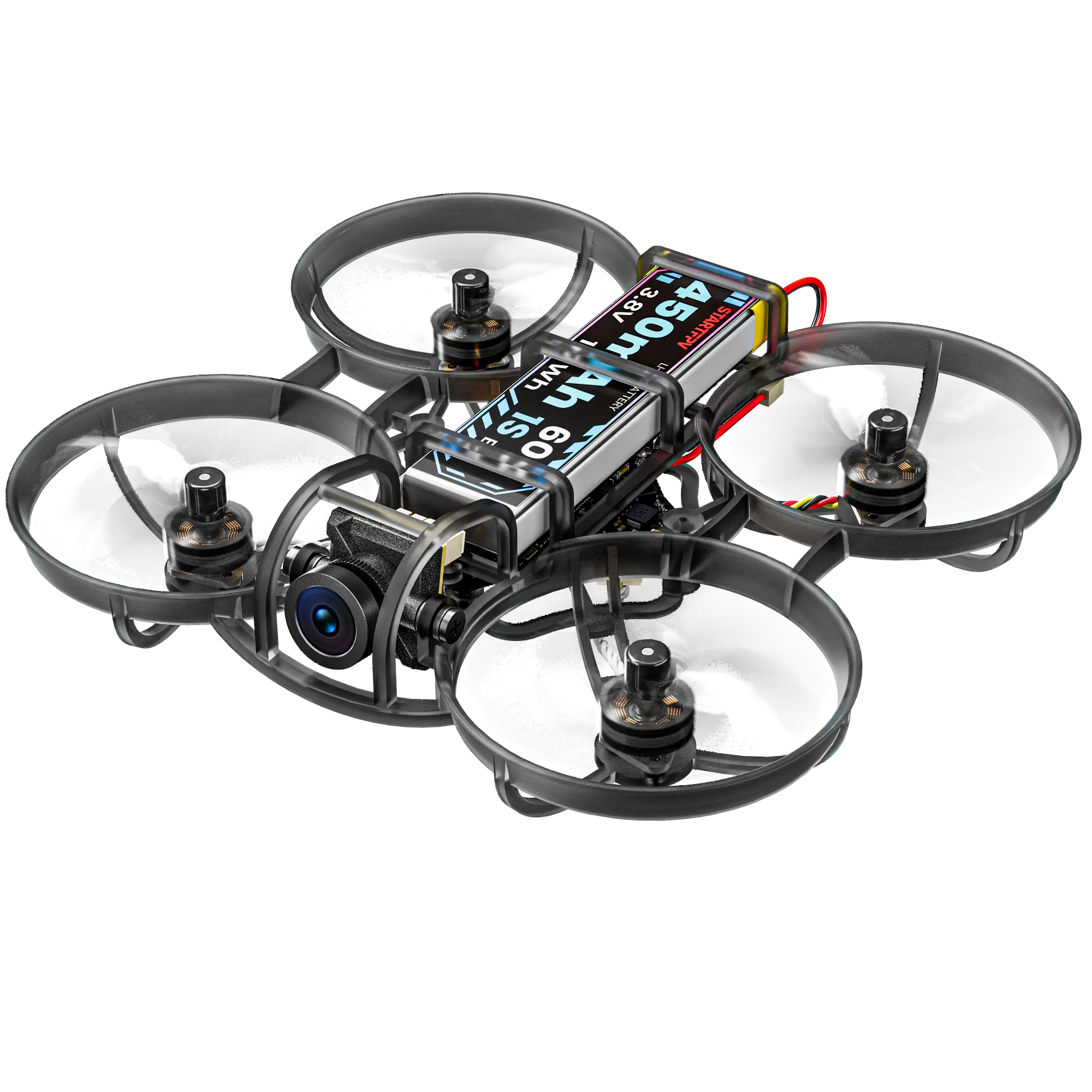Side view of STARTFPV R8 Tiny Whoop Micro FPV Racing Drone highlighting lightweight design, brushless motor, and ELRS compatibility