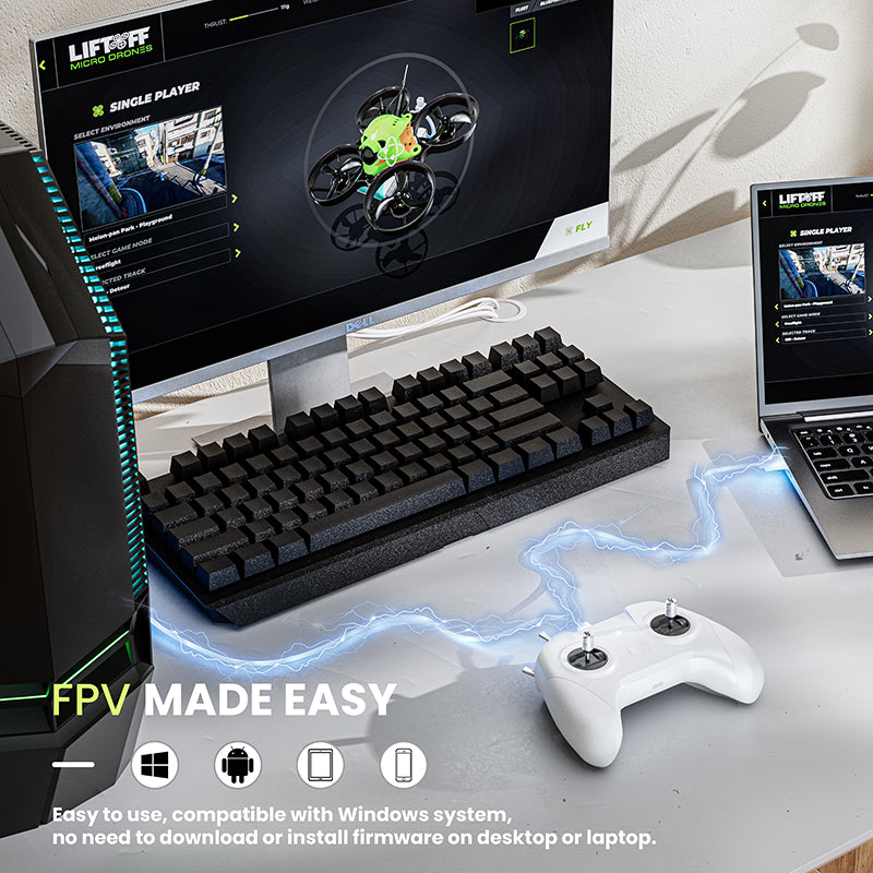 STARTFPV S8 M2 White simulator controller compatible with Windows, Android and Apple systems