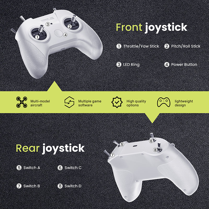 Specifications of the STARTFPV S8 M2 White FPV Drone Simulator Controller