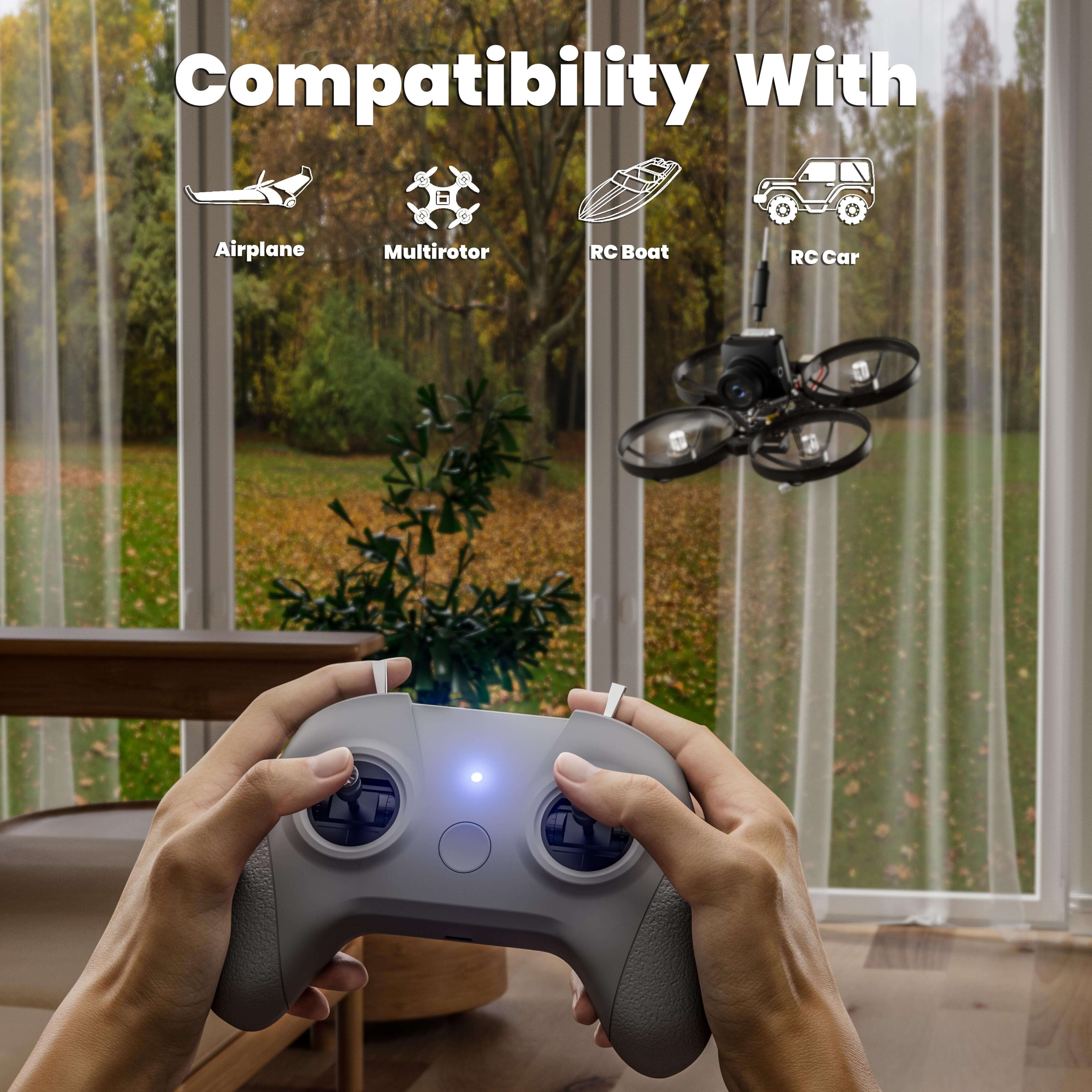 STARTFPV C8 transmitter suited for FPV drones, whoops, long range flights, freestyle quads and fixed wing aircraft applications