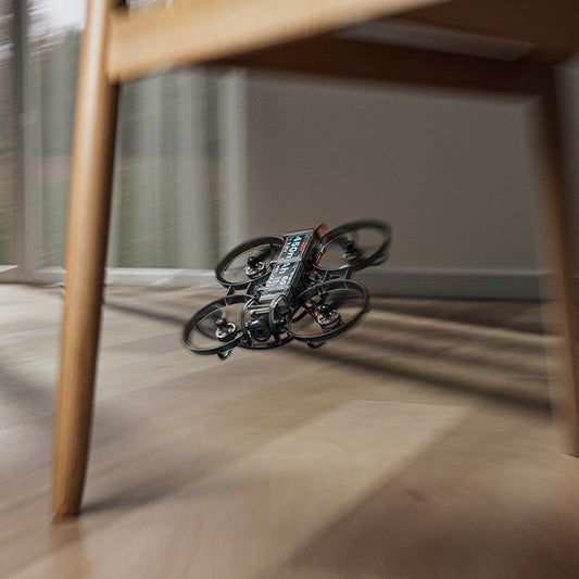 STARTFPV R8 Tiny Whoop Micro FPV Racing Drone navigating an indoor obstacle course, demonstrating acro performance with brushless motor and ELRS support