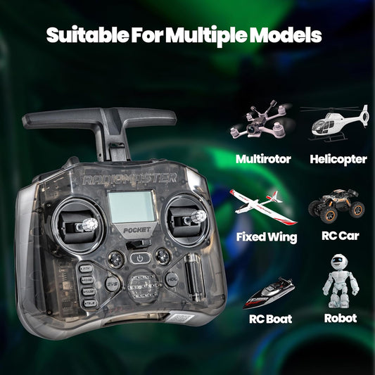 Pilot using Radiomaster Pocket ELRS Transmitter to control FPV drone