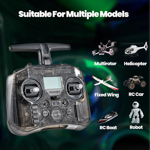 Pilot using Radiomaster Pocket ELRS Transmitter to control FPV drone