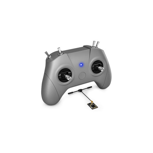 STARTFPV C8 transmitter and CR8 ELRS receiver combo showing full setup for FPV drones, offering stable long-range control and ready-to-use configuration for training centers, clubs, and distributors.