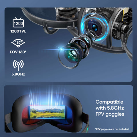 STARTFPV R8 Whoop Drone FPV Camera - 1200TVL Resolution, 160° FOV, 5.8GHz Transmission, Compatible with 5.8GHz FPV goggles (FPV goggles are not included)
