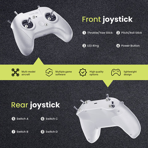Specifications of the STARTFPV S8 M2 White FPV Drone Simulator Controller
