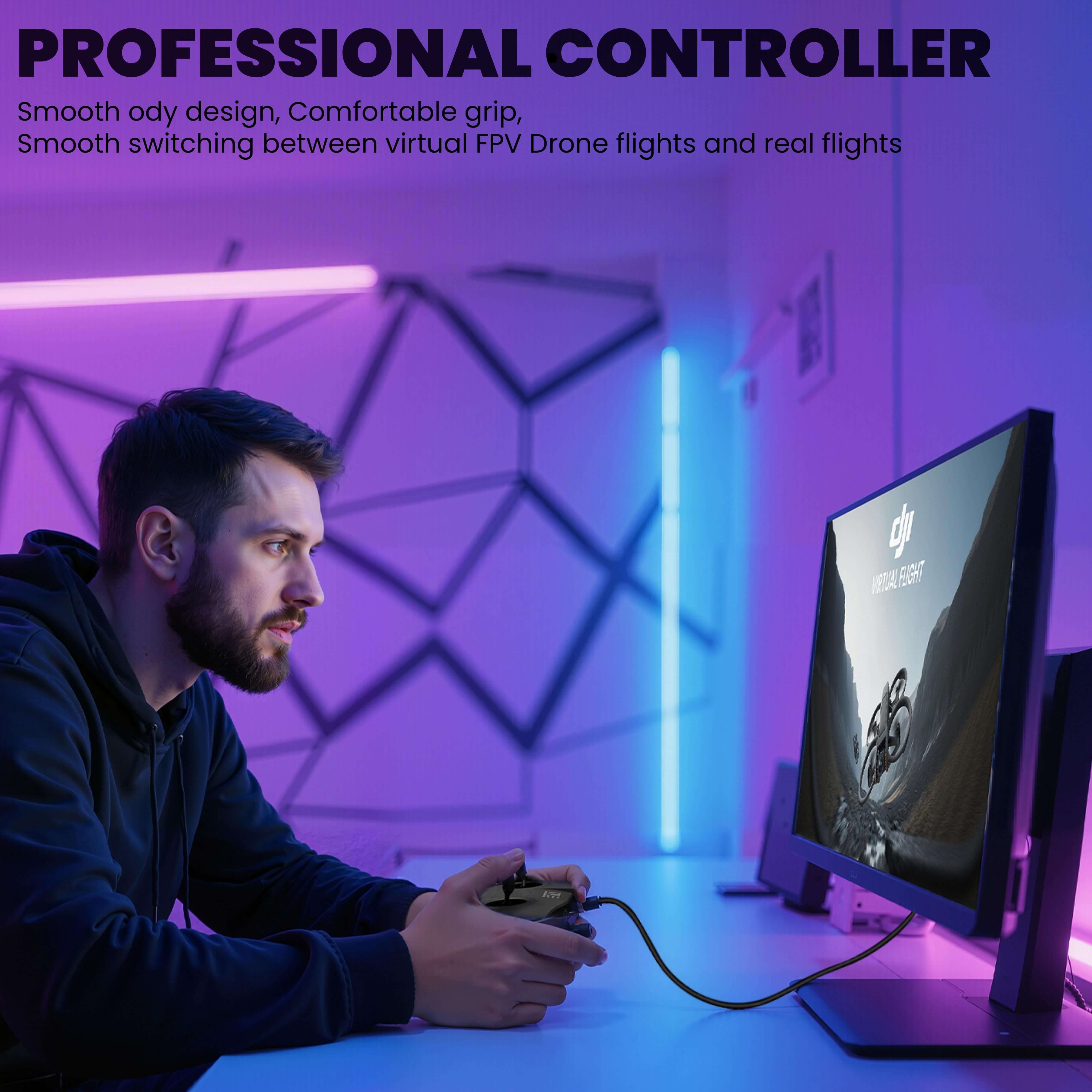 STARTFPV S8 Pro M2 FPV simulator controller demonstrating realistic flight experience with mechanical joysticks, dual bearings, and ultra-low latency, providing pilots and FPV training institutions a true-to-life flying simulation.