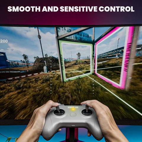 STARTFPV S8 Pro M2 FPV simulator controller showing smooth and responsive operation with mechanical joysticks, low-latency performance, and seamless compatibility across major FPV simulators for effective pilot training.