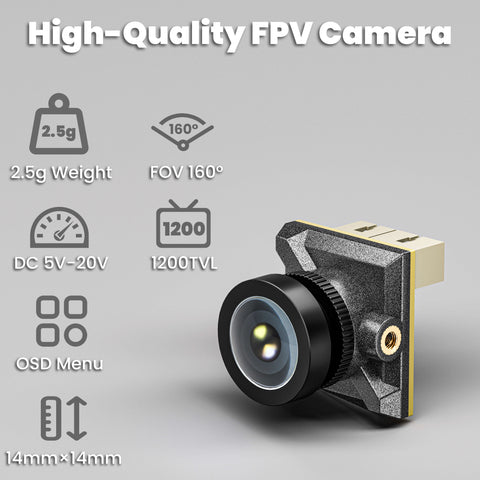 STARTFPV T8-C2 1200TVL FPV camera front view with wide-angle lens