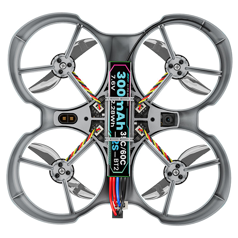 STARTFPV T8 mini drone top view highlighting 1102 7800KV brushless motors and propellers